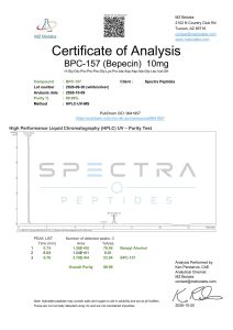 BPC-157 Certificate of Analysis page 1