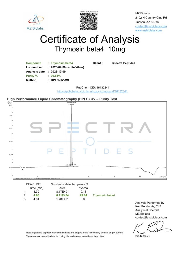 TB-500 Certificate of Analysis page 1